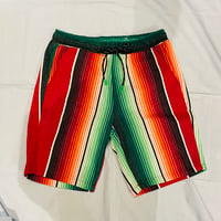 サラぺ【バミューダパンツ】レッド×グリーン　Mサイズ