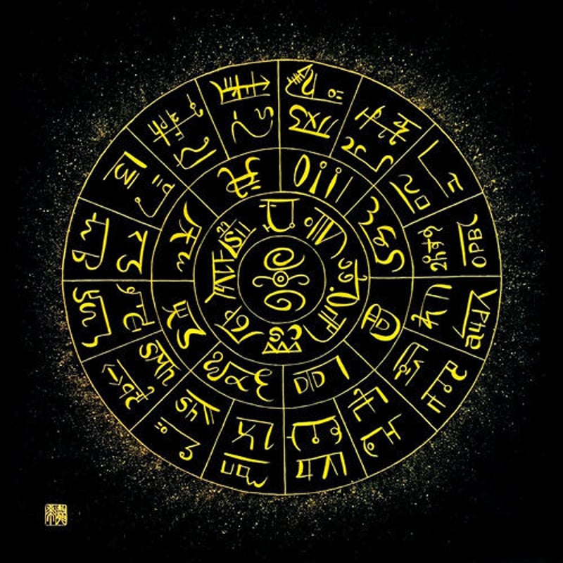 龍体フトマニ図の掛け軸 龍体文字フトマニ図