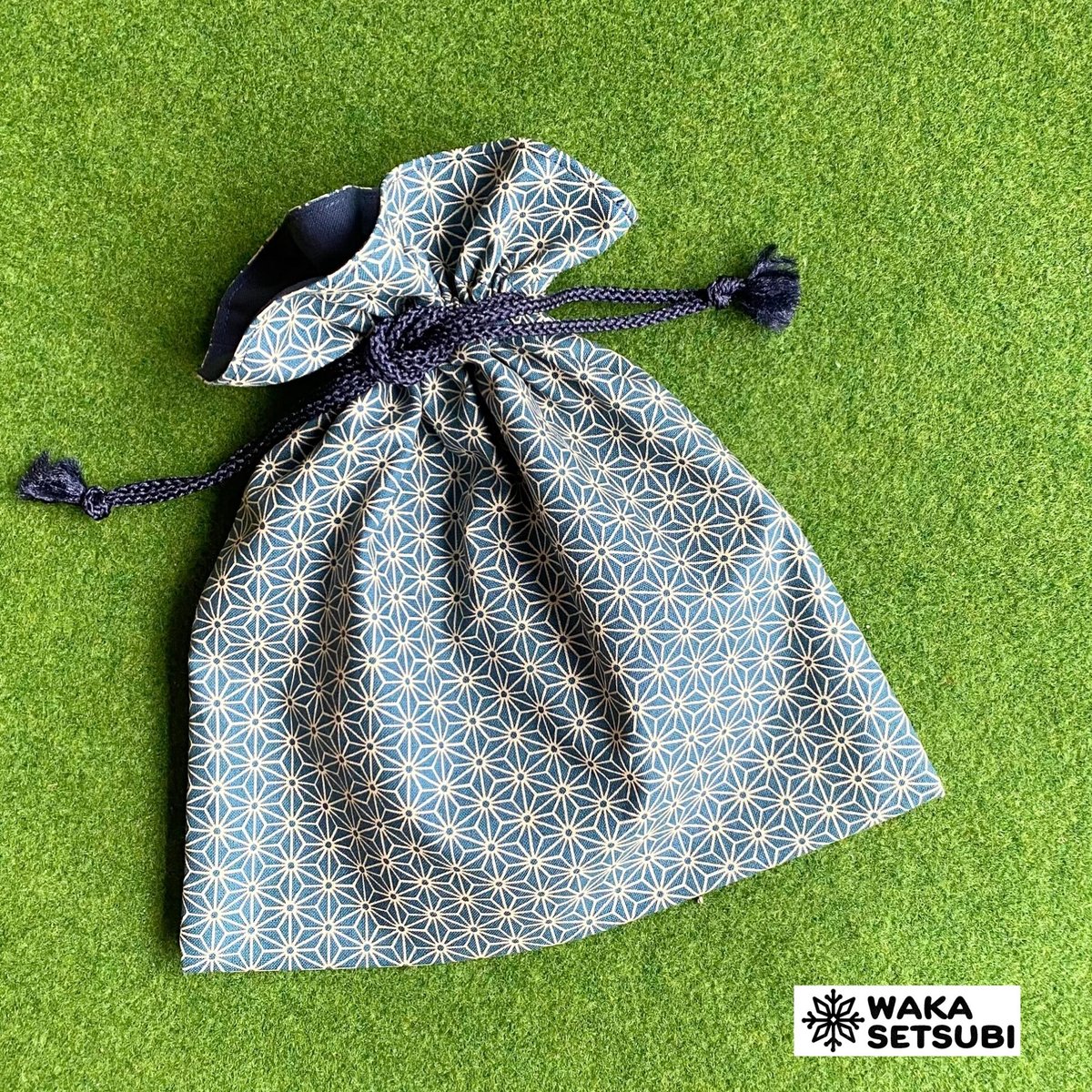 麻の葉模様きんちゃく袋 濃青 | WAKA Setsubi