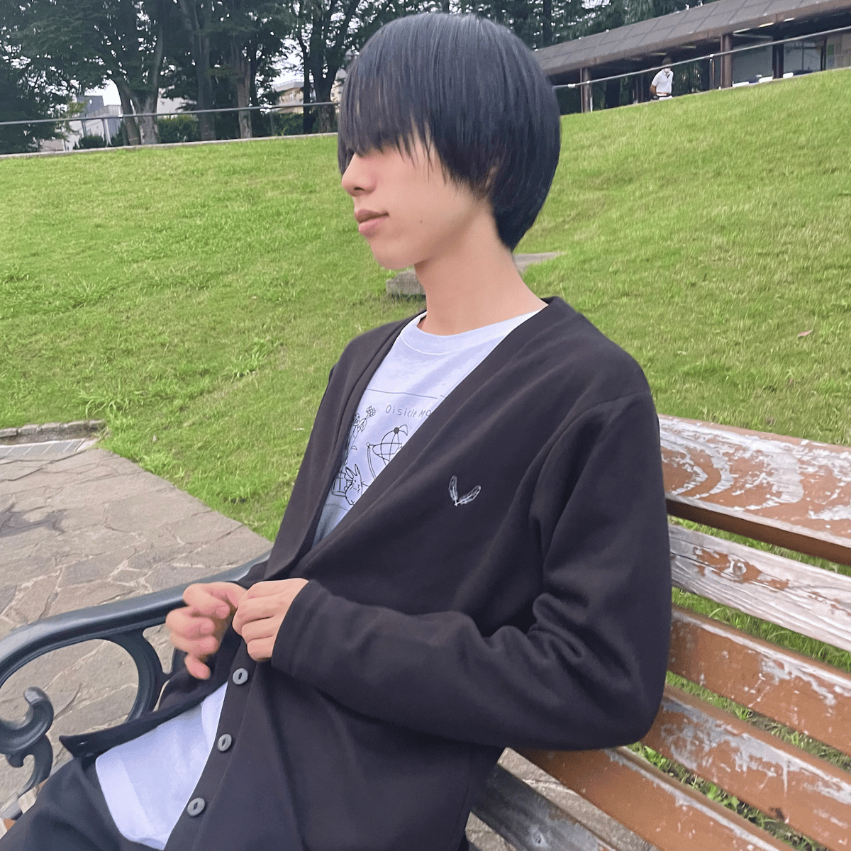 チュウカタベタイ｜NY FAR HEAVEN ブラック L カーディガン AS FAR