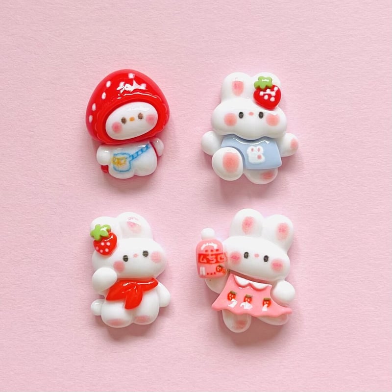 デコパージュ ꔛ‬ꕤ インテリア雑貨♡鉢カバー ♡小物*モップ入れ♡イチゴうさぎ 取手付リメ缶※バケツ型植木鉢※鉢カバー※小物入れ※※デコパージュ