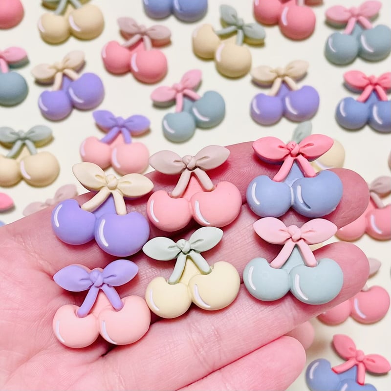 1個】カラフルマットさくらんぼ／デコパーツ【6色】#107 | appia_pu