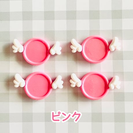 【1個】羽付き丸プレート／デコパーツ【7色】#204