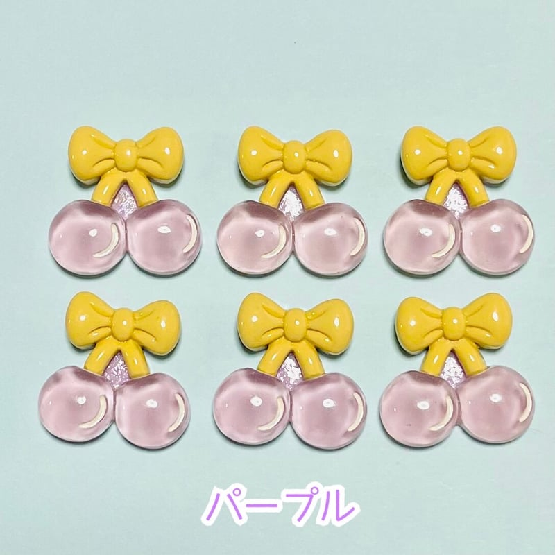 1個】ぷるぷるクリアさくらんぼ／デコパーツ【6色】 | appia_pu