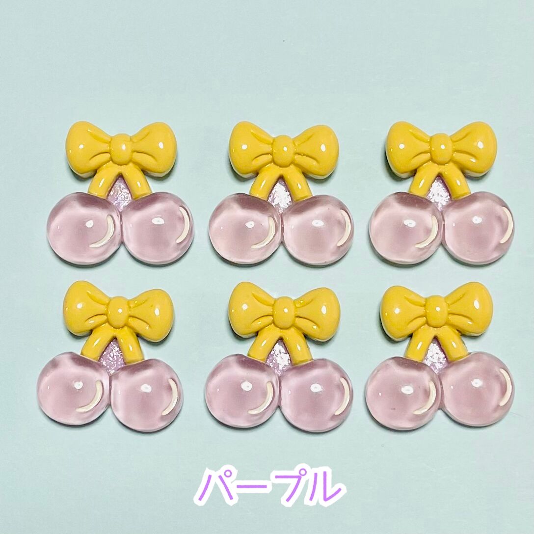 1個】ぷるぷるクリアさくらんぼ／デコパーツ【6色】#108 | appia_pu