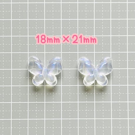 【6個】オーロラバタフライビーズ【18mm×21mm】