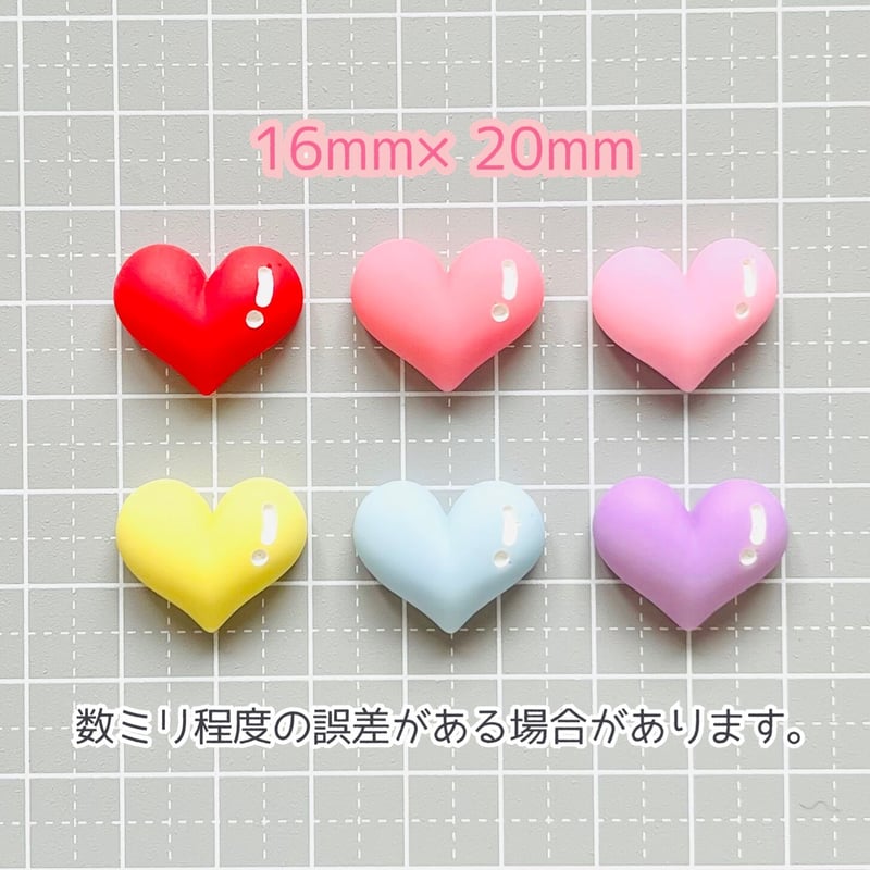 ハートデザイン　　18個セット 1個】ぷくっとハート／デコパーツ【6色】#116 | appia_pu
