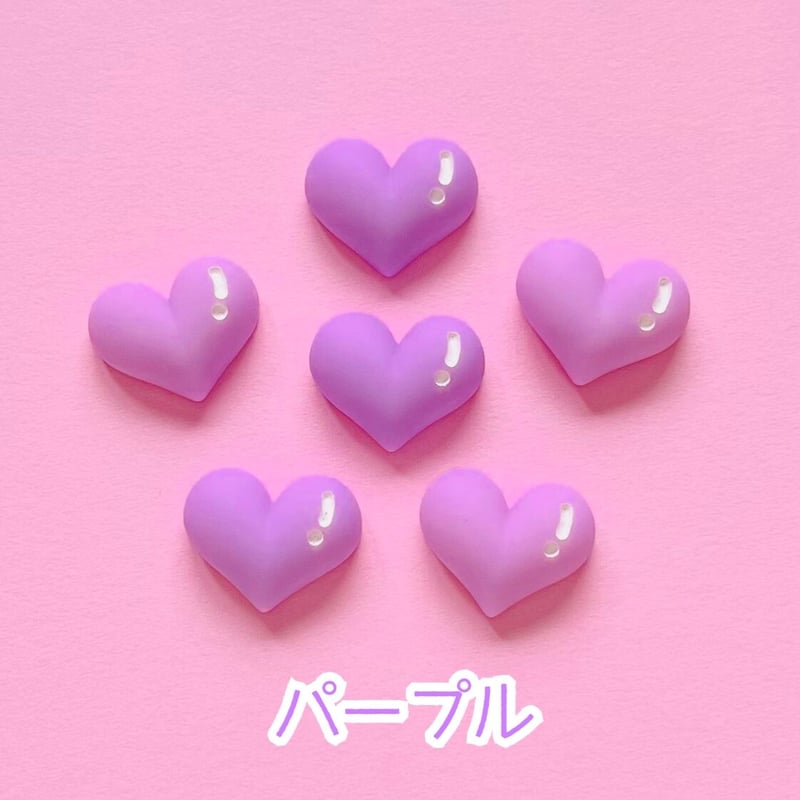ハートデザイン　　18個セット 1個】ぷくっとハート／デコパーツ【6色】#116 | appia_pu