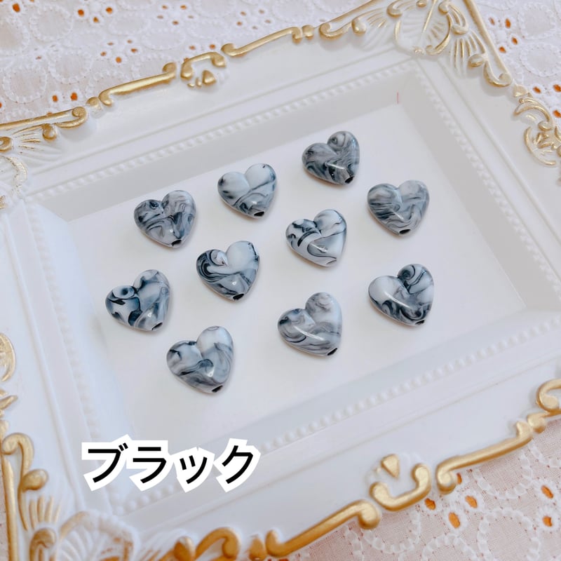 10個】マーブルハートビーズ【10色】 | appia_pu 10個】マーブルハートビーズ【10色】 | appia_pu