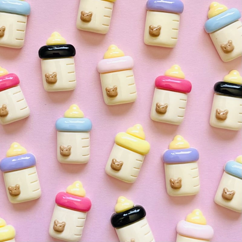 6個】くまちゃんのミルクボトル／デコパーツ【6色】 | appia_pu