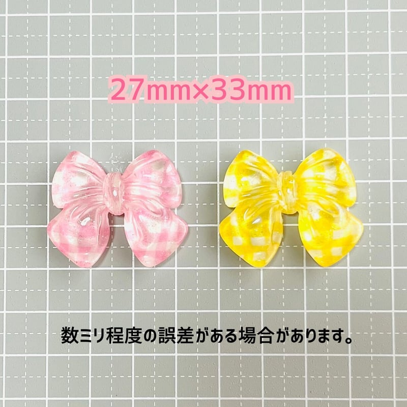 1個】シワ加工チェックリボン／デコパーツ【7色】#192 | appia_pu