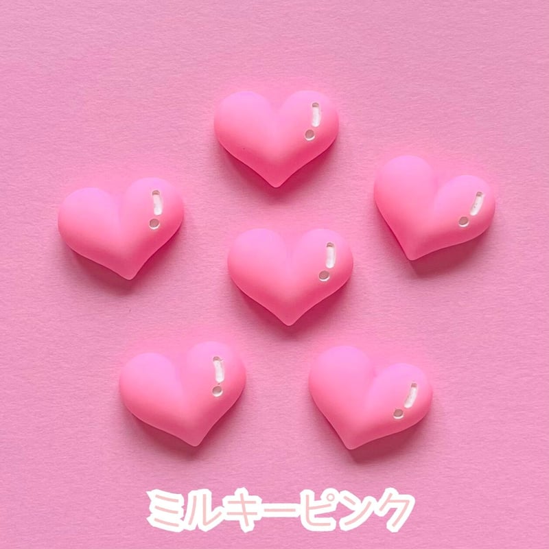 6個】ぷくっとハート／デコパーツ【6色】 | appia_pu