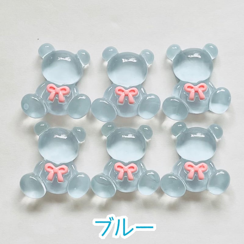 1個】ぷるぷるクリアおすわりくまちゃん／デコパーツ【6色】#105