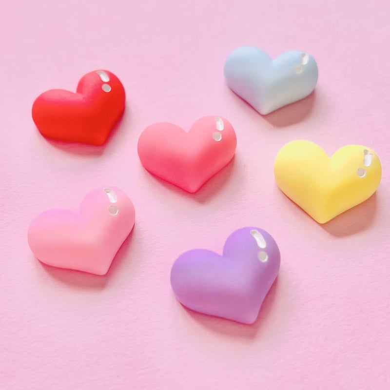 ハートデザイン　　18個セット 1個】ぷくっとハート／デコパーツ【6色】#116 | appia_pu