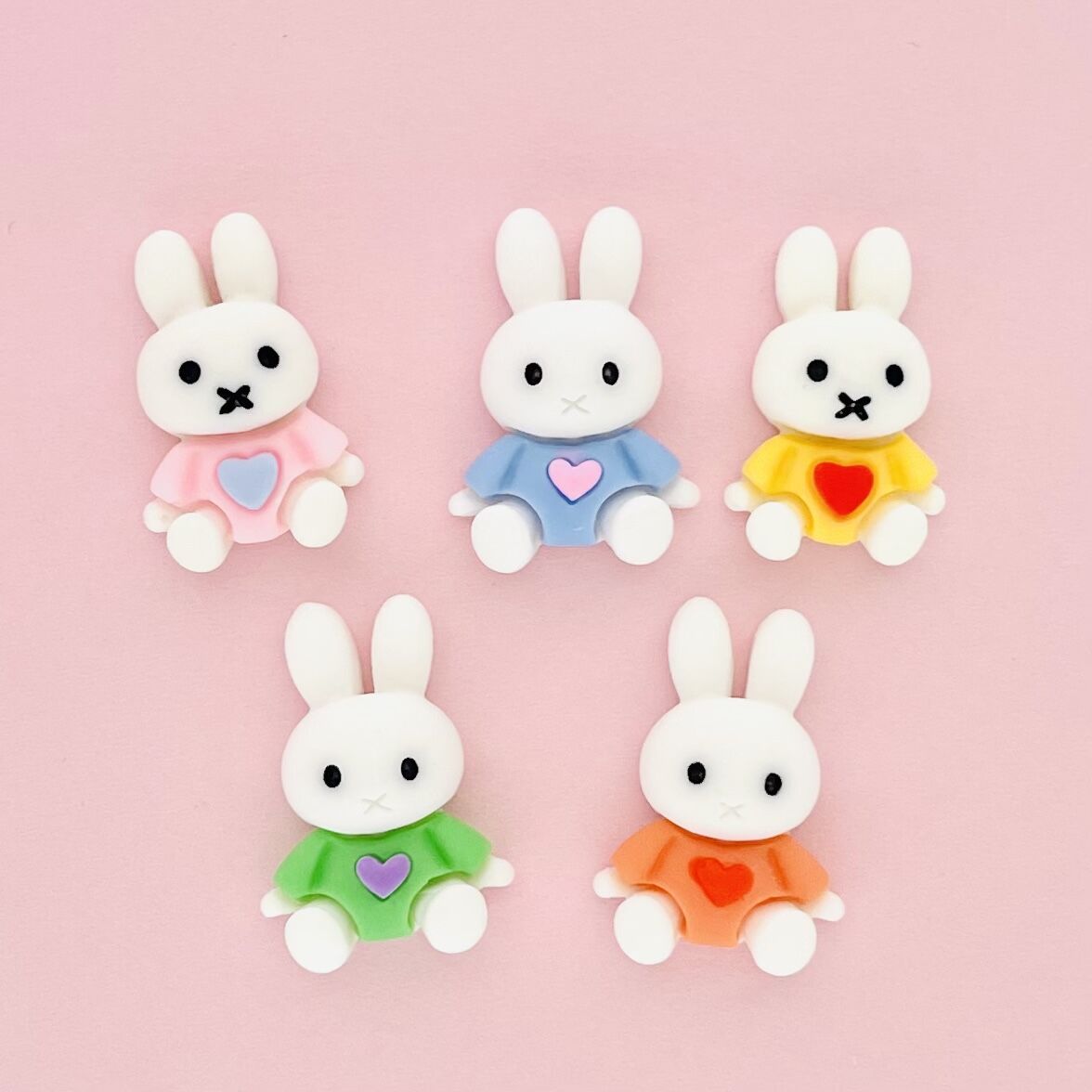 1個】ハートロンパースうさぎ／デコパーツ【5色】#137 | appia_pu