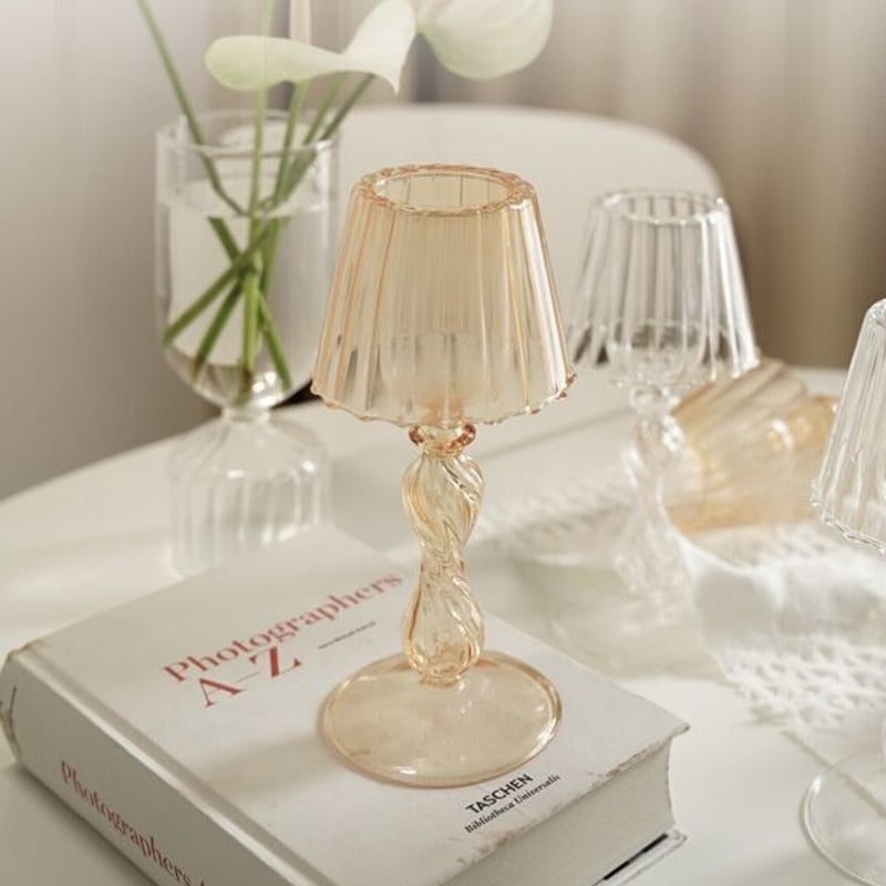 即納】スタンドランプ型 キャンドルフォルダー 韓国インテリア ガラス