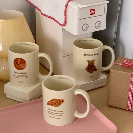 【即納】マグカップ ベアマグカップ 韓国 雑貨 インテリア クマ クロワッサン ラテ カフェ カップ 食器