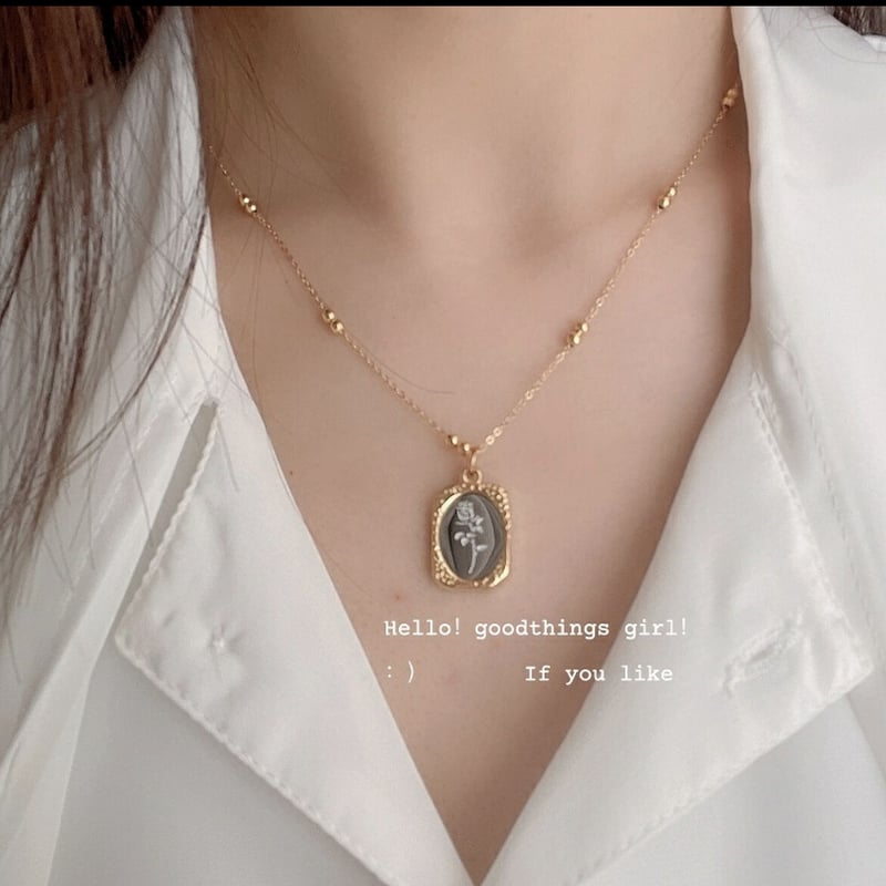 即納】アンティーク調 レトロ ネックレス チタン銅 アクセサリー