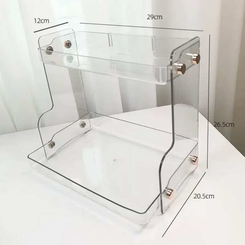 即納あり】アクリル 2段収納棚 二段ラック BOX 透明 ブラック ホワイト