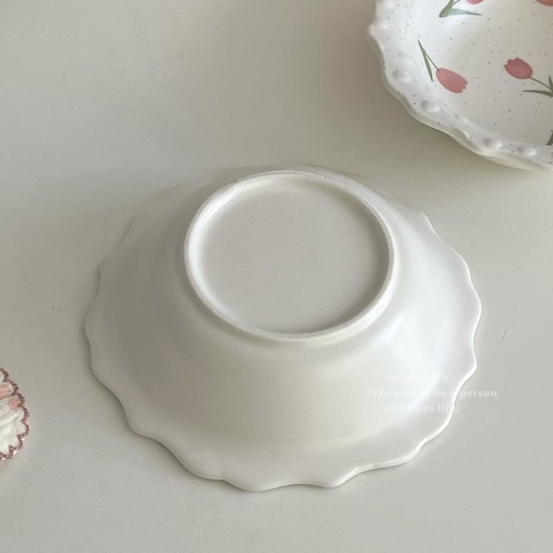 チューリップ柄 陶器皿セット チューリップ柄 陶器皿セット