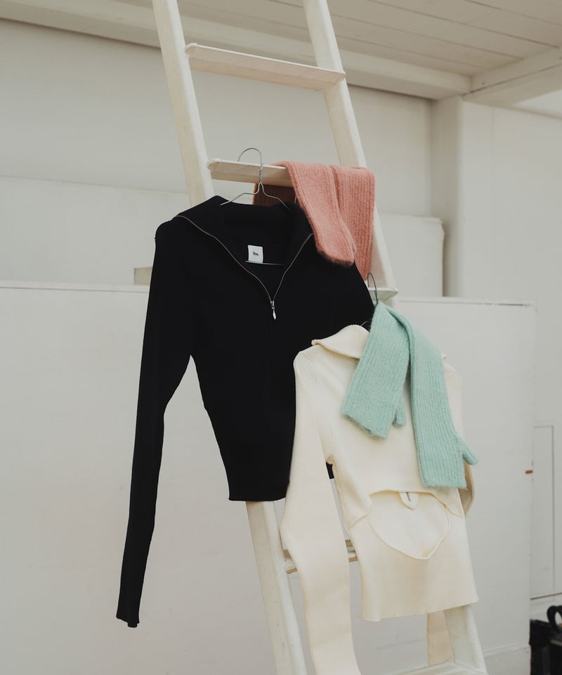 Back Open Half Zip Knit | few,