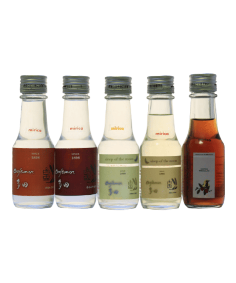 【飲み比べセット】天盃　麦焼酎＆珈琲焼酎（リキュール）飲み比べ mirica100ml×5本セット（mirica専用箱付）／Shochu tasting set
