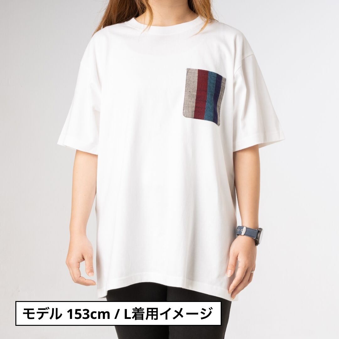 会津木綿 ポケットTシャツ（白×黄縞）｜普段使いのカジュアル着・会津