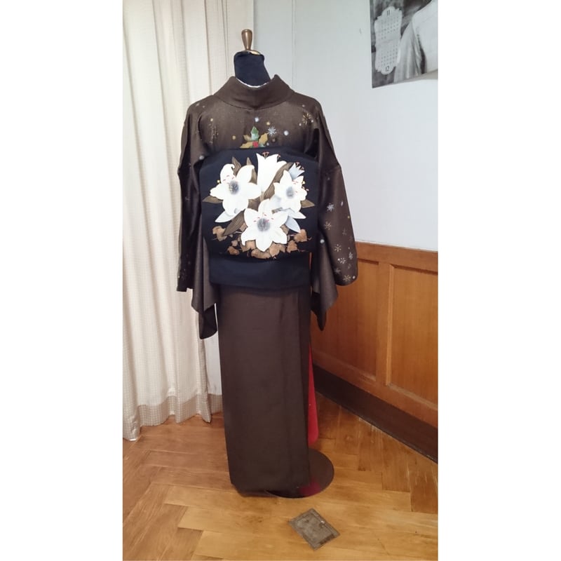 カサブランカ好き必見！本仕立て紬名古屋帯 新品・未使用訳有りです