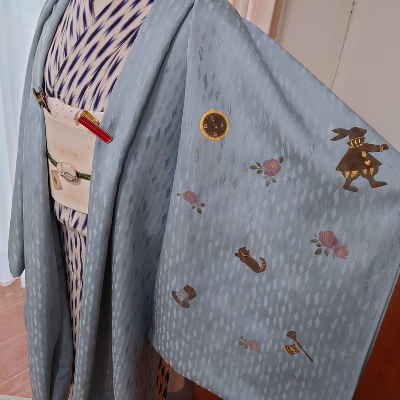 アリス好き必見！手描き着物・コートにおすすめです！新品・未使用 