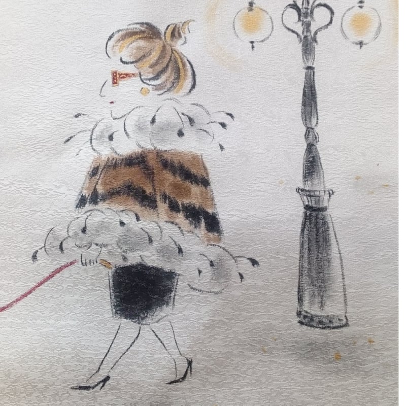 本仕立て手描き名古屋帯 作家もの（お散歩マダム） | 京都しず香