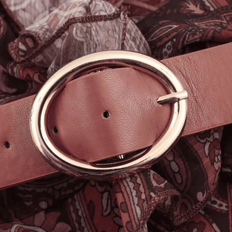 新品同様 レリアン 近年 ペイズリー 半袖 ￼シャツワンピース ベルト  