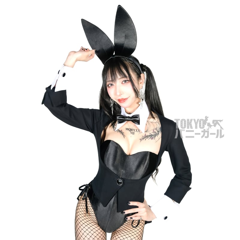 TOKYOバニーガール衣装 バニーガール 衣装 9点セット【ブラック】プレーン・サテン生地