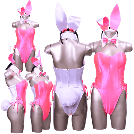 バニーガール 衣装 ９点セット【デュアルフェイス・バニー】ピンクとホワイトグレー