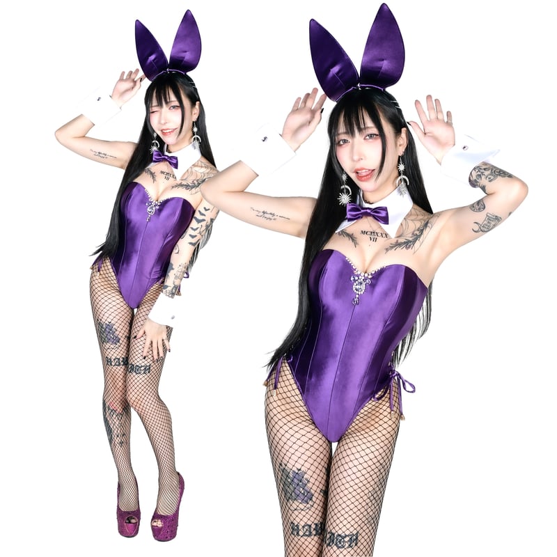 バニーガール コスプレ 衣装 9点セット 飾り付【ダーク パープル