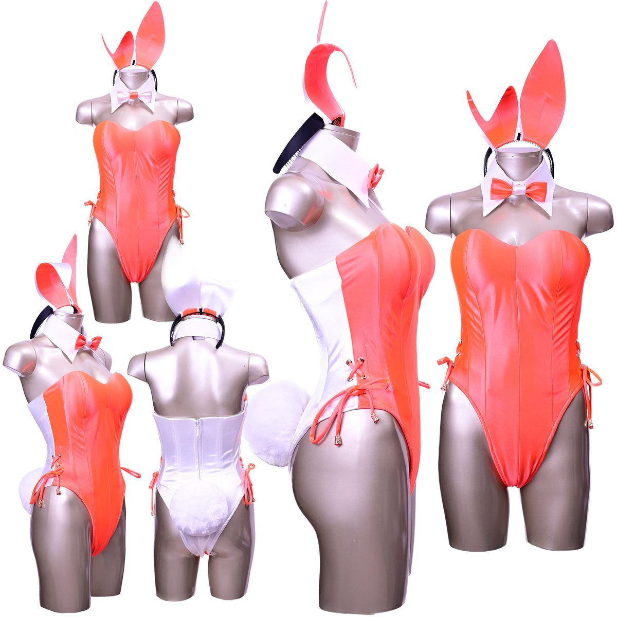 バニーガール 衣装 9点セット【デュアルフェイス・バニー】オレンジと