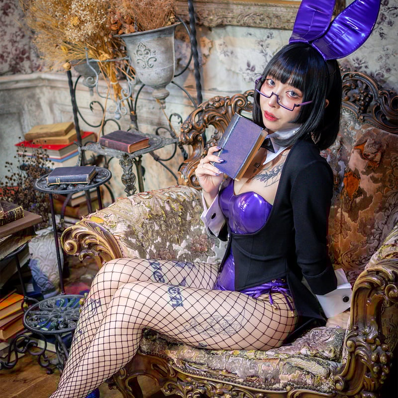 エナメル・バニーガール 衣装 9点セット【メタリック・パープル