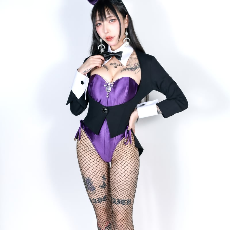 バニーガール コスプレ 衣装 9点セット 飾り付【ダーク パープル