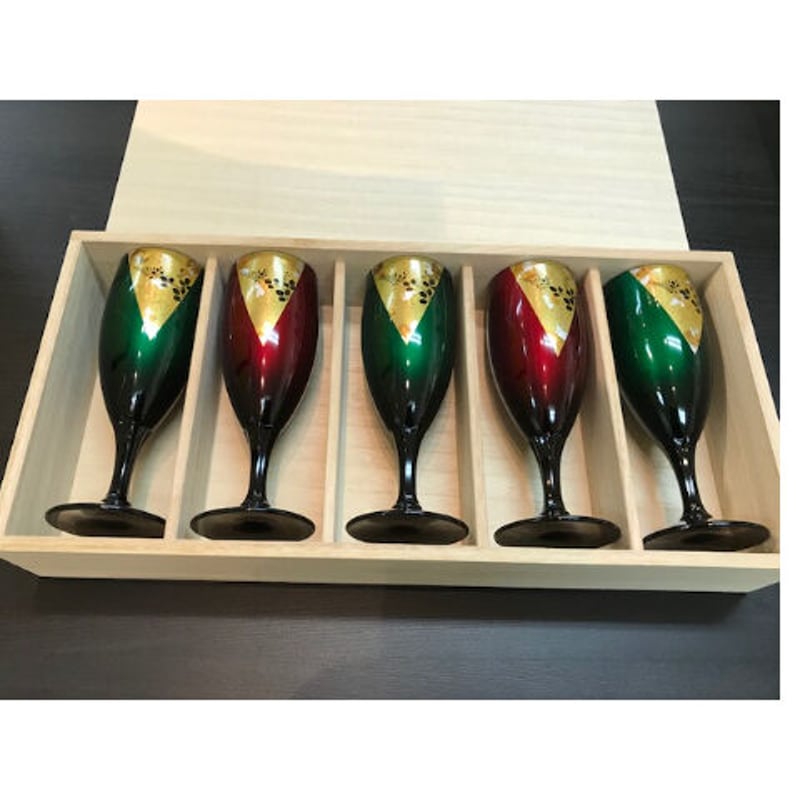 【新品・未使用】玉虫塗 ワインカップペア ワイングラス G7記念品
