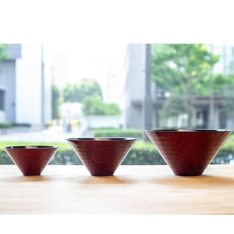 玉虫塗シリアルボウル　赤　ペア