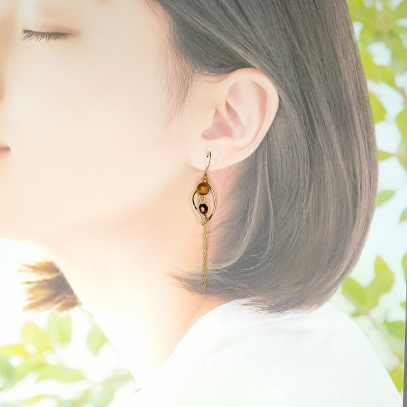 No.187 遊ばせ タイガーアイ ハンドメイドピアス アシメピアス  