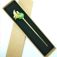 りんご飴みたいな緑のかんざし【ハンドメイド】