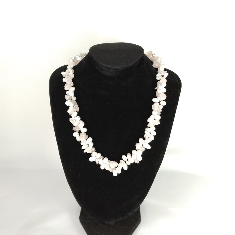 淡水パール＆天然石】2連ロングネックレス アメジスト※セパレート