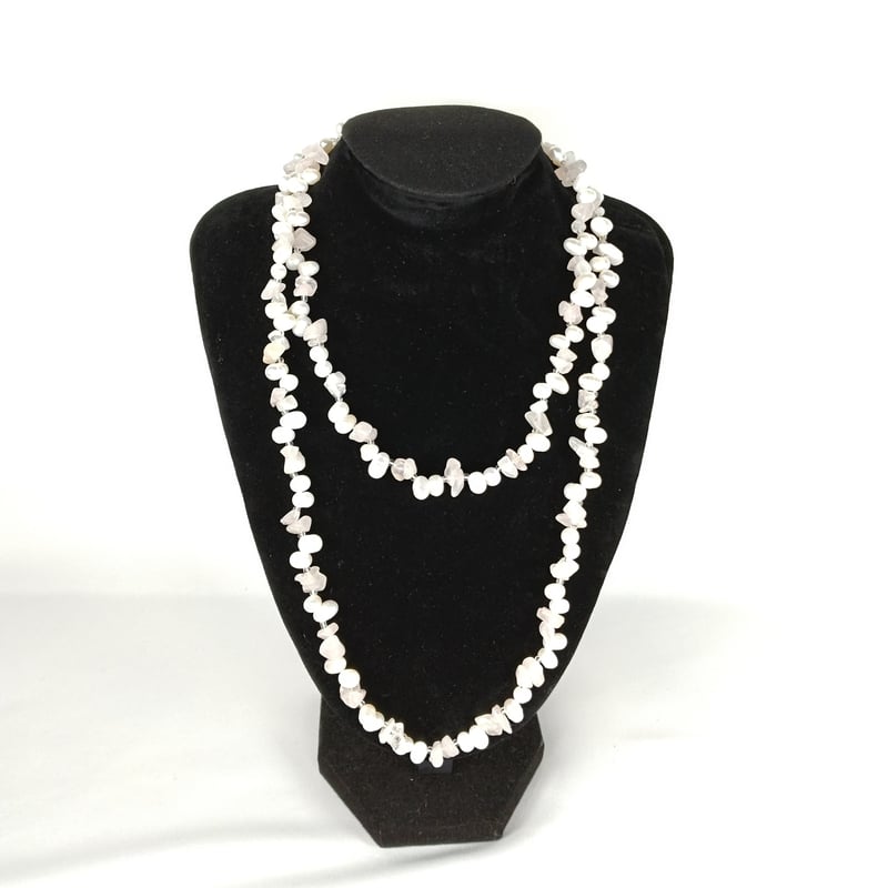 淡水パール＆天然石】2連ロングネックレス アメジスト