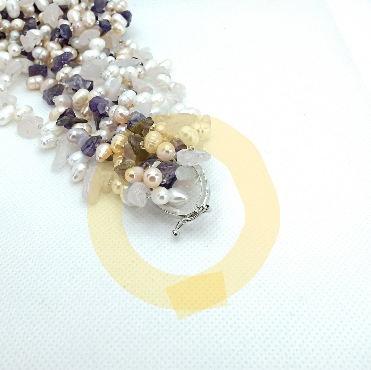 淡水パール＆天然石】2連ロングネックレス アメジスト※セパレート