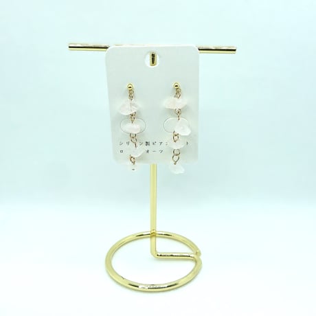ローズクォーツさざれのピアス