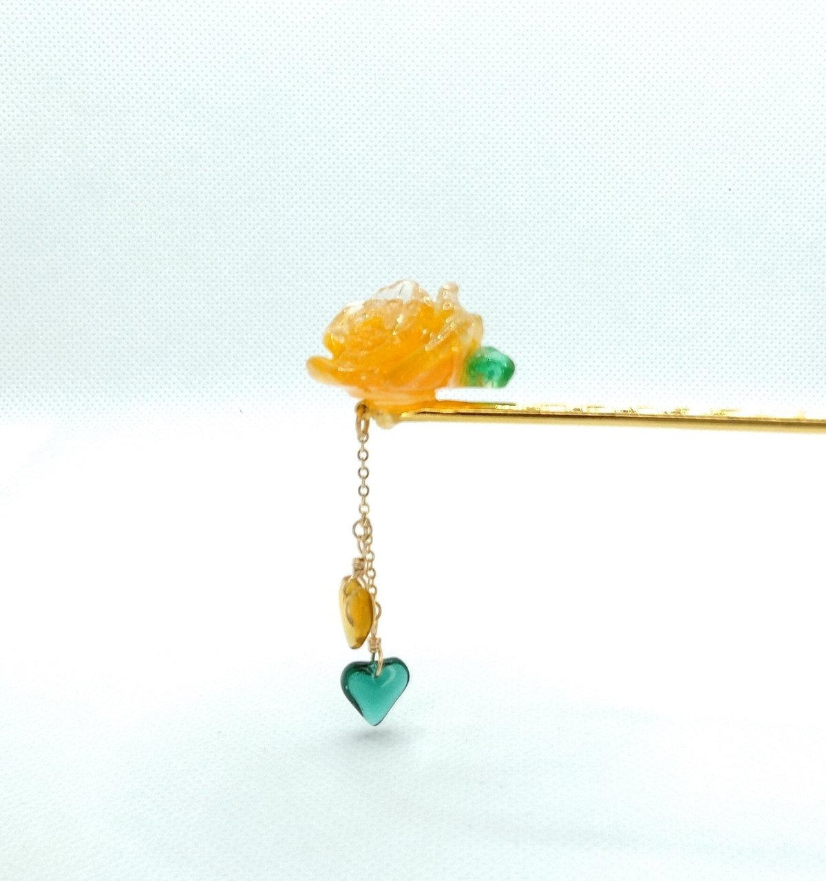 みかん色の薔薇のかんざし【ハンドメイド】 | こものや ゆうらく