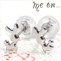 ラビットシルエットモチーフピアス【K10ホワイトゴールド】