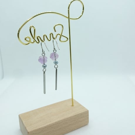 ローズアメジストの薔薇のピアス【サージカルステンレス】