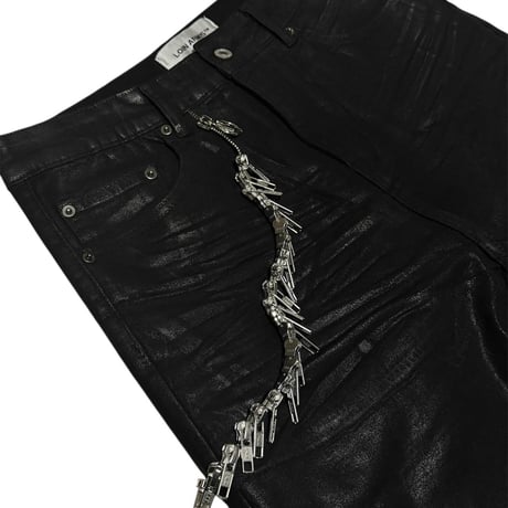 Flare coating skewer chain jeans (black)