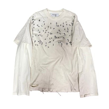 Layered damage scattered long sleeve　(white)